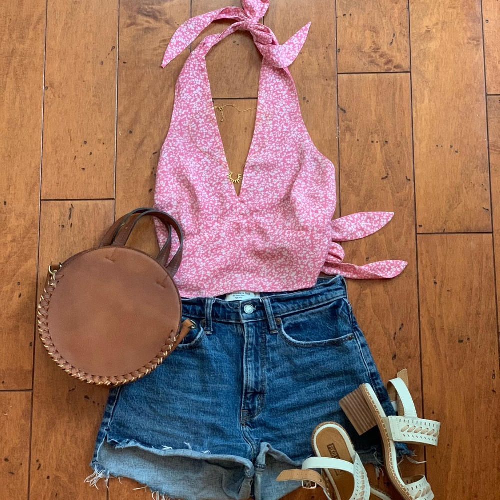 Pink Floral Halter Top